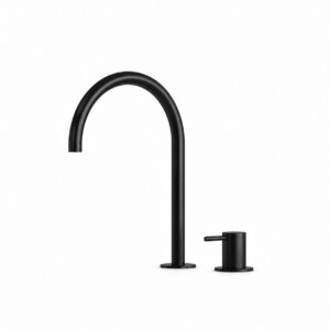 Rubinetto lavabo nero in acciaio inox 316L a 2 fori bocca alta curva