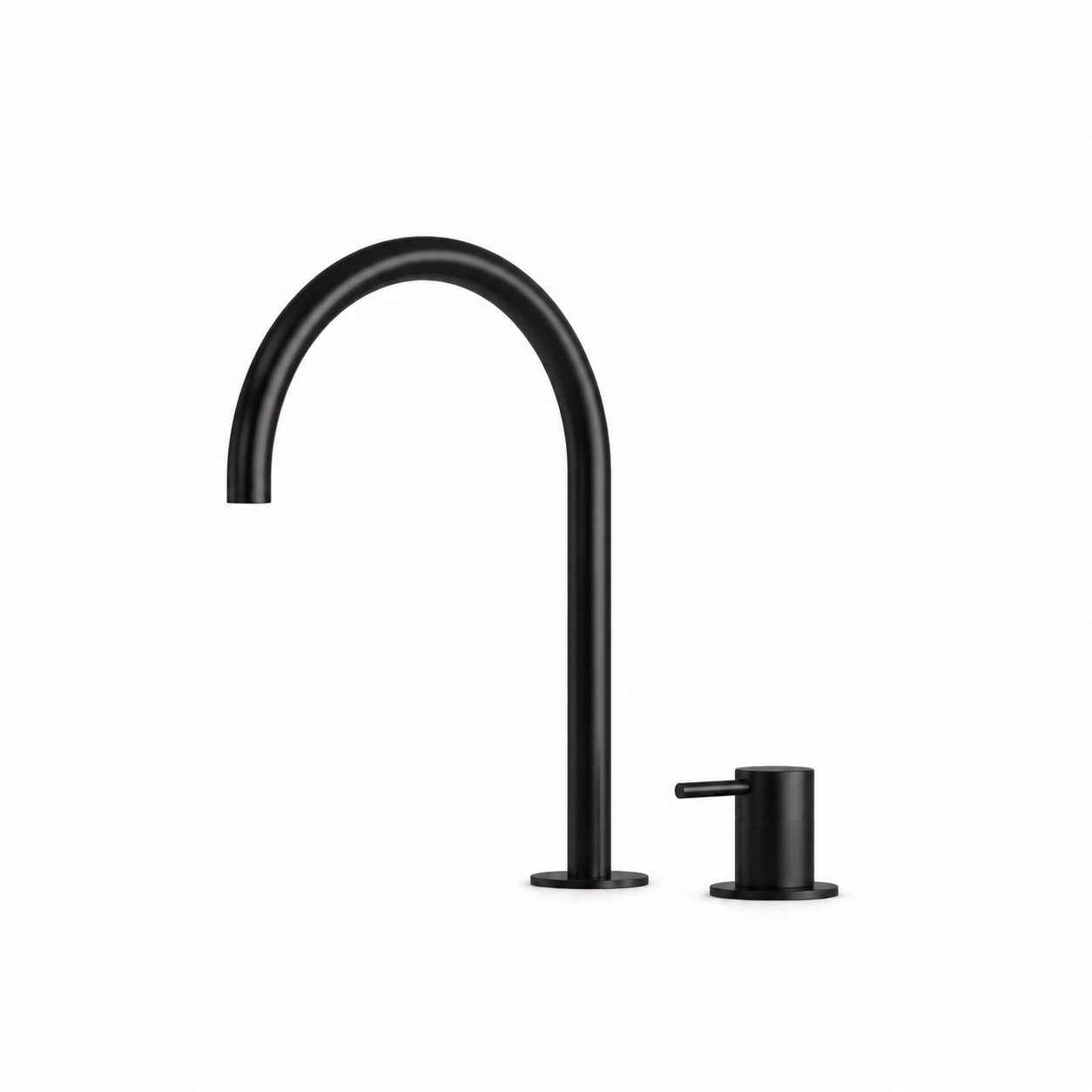 Rubinetto lavabo nero in acciaio inox 316L a 2 fori bocca alta curva