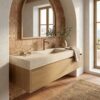 RUBINETTO LAVABO LEVANTE ALTO ORO ROSA Ambientata 100x100