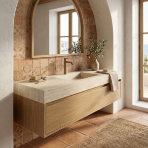 Rubinetto miscelatore alto per lavabo in acciaio inox 316L oro rosa