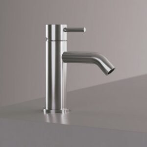 Rubinetto lavabo 17 cm in acciaio inox 316L satinato miscelatore integrato