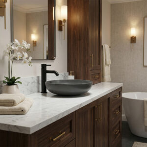 Rubinetto lavabo nero in acciaio inox 316L 17 cm resistente e minimalista
