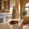 RUBINETTO LAVABO LEVANTE BASSO ORO Ambientata 100x100