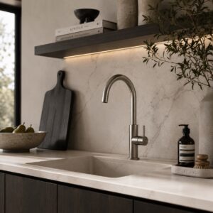 Rubinetto cucina canna a fucile acciaio inox 316L colore canna di fucile