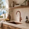 RUBINETTO LAVELLO LEVANTE BASSO ORO ROSA Ambientata 100x100