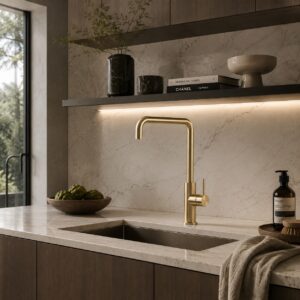 Rubinetto cucina in acciaio inox 316L oro resistente alla corrosione