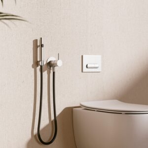 Set doccino flessibile WC e bidet acciaio inox 316L finitura inox completo muro