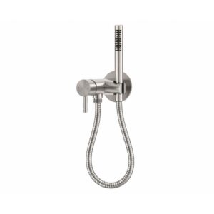 Miscelatore a muro inox doccino e flessibile acciaio inox 316L satinato