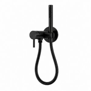 Kit miscelatore con attacco doccino nero in acciaio inox 316L
