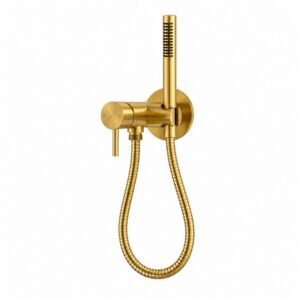 Kit miscelatore con attacco doccino oro in acciaio inox 316L