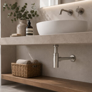Sifone compatto levante per lavandini e bidet inox acciaio inox 316L