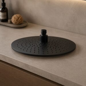 Soffione doccia 25 cm nero in acciaio inox 316L getto a pioggia